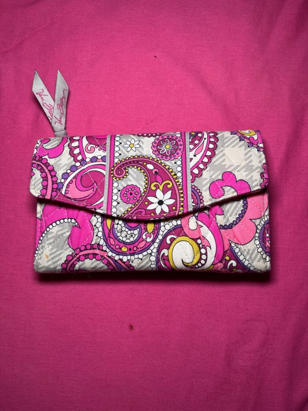 Vera Bradley Trifold Crossbody Wallet “Paisley Meets Plaid” Preowned